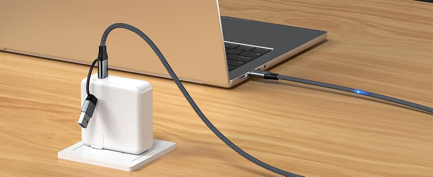 2-in-1 USB C Cable 20Gbps SuperSpeed Data Sync, 240W Fast Charge, 4K@60HZ Video Output