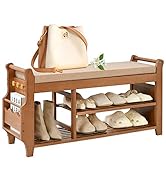 Shoe Storage Bench, Shoe Bench with Hidden Drawer and Side Holder, Shoe Rack Bench Entryway Bench...