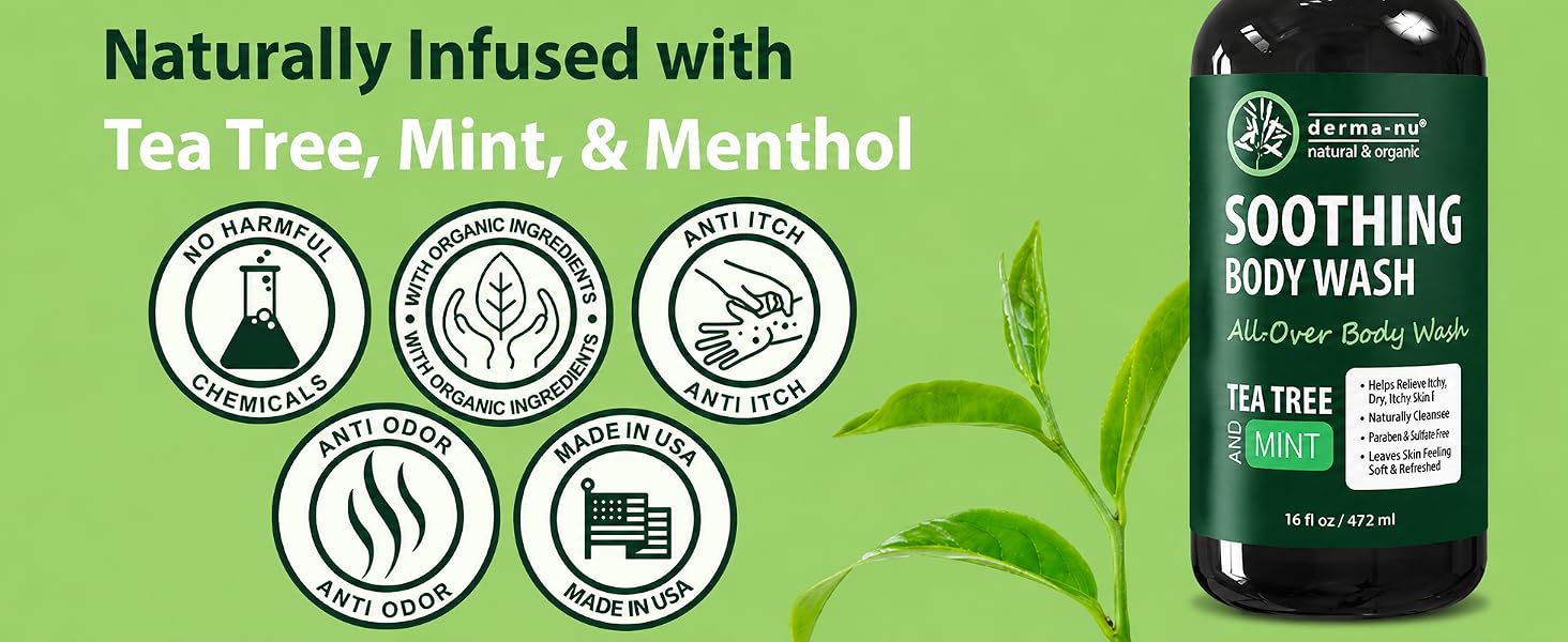 Naturally infused with tea tree mint and menthol