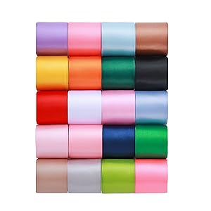 KEOSREE 20 Colors 1-1/2 inch Rainbow Satin Ribbon Set