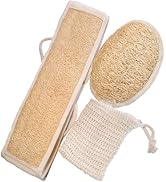 JouiiSiYa Natural Loofah Back Scrubber for Shower, Back Loofah for Women and Men, Exfoliating Loo...