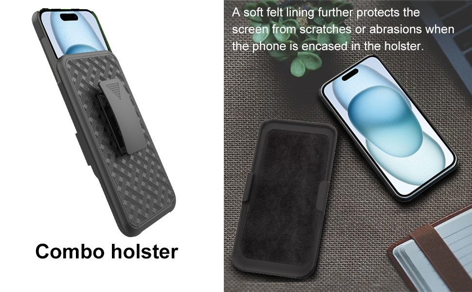 Ailiber Compatible with iPhone 15 Case Holster Case with Screen Protector