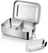 E-far Stainless Steel Bento Box, Large 1400ml Metal Bento Lunch Box Container, 47oz Leak-Proof Lu...
