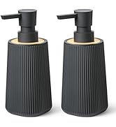 zuxzmj Black Hand Soap Dispenser with Bamboo Decor and No Rust Pump for Bathroom and Kitchen Coun...
