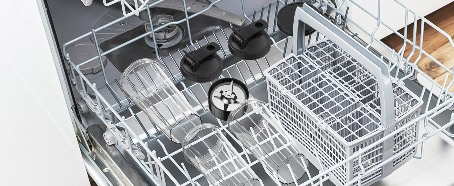 Blender cups, lids and blades are dishwasher safe, easy and safe to clean