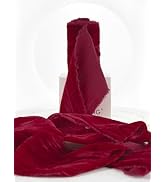 HUIHUANG Red Velvet Ribbon 3 inch with Frayed Fringe, Red Christmas Velvet Ribbon Crinkled Raw Ed...