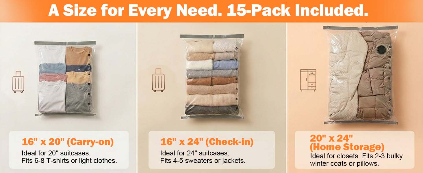 Portable Vacuum Storage Bags with Wireless Electric Pump