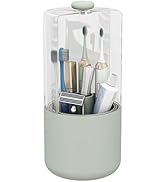 YOOLENS Toothbrush Holder with Cover 360 Rotating 4 Compartments Bathroom Toothpaste Electric Too...