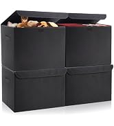 Bagnizer Large 22 Quart Linen Fabric Foldable Storage Bin Cube Organizer Basket with Flip-Top Lid...