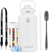 64oz Insulated Stainless Steel Water Bottle, Half Gallon Fruit Infuser Water Bottle with Straw, S...