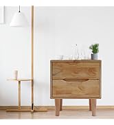 mignonnememe Mid Century Nightstand Wood End Table Accent Bedside Table with 2 Drawers and Solid ...