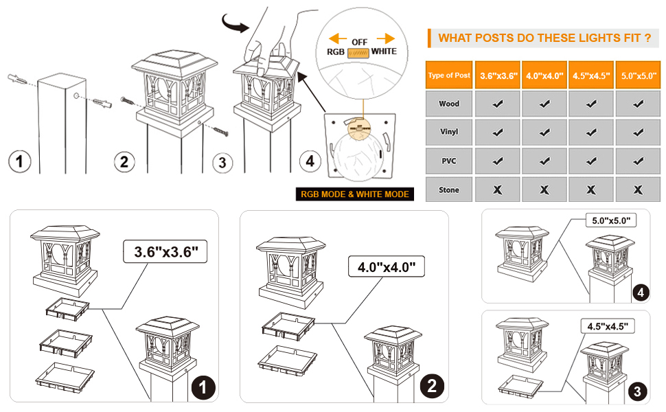 solar post cap lights