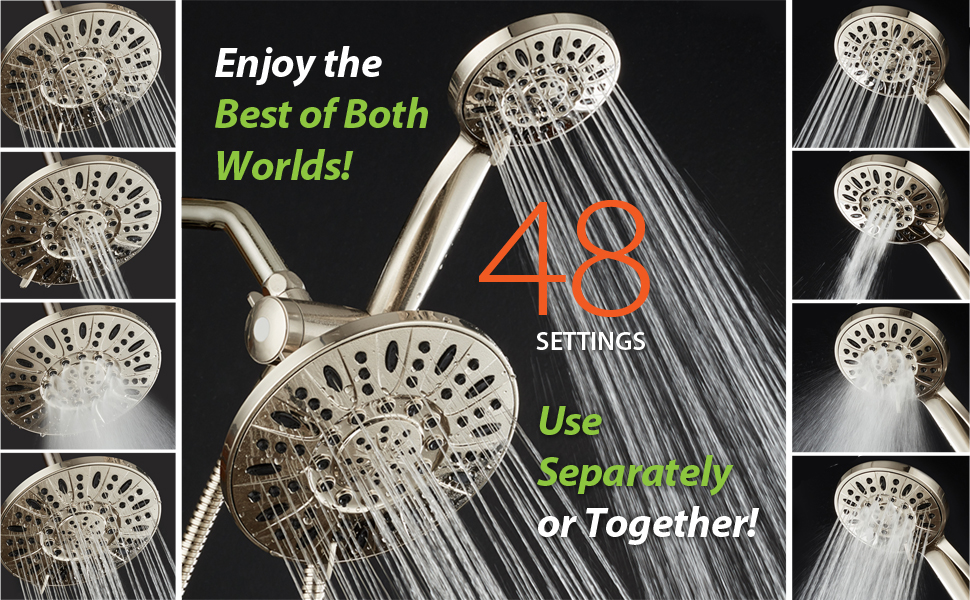 power wash shower, 1.8 gpm shower, dual showerhead