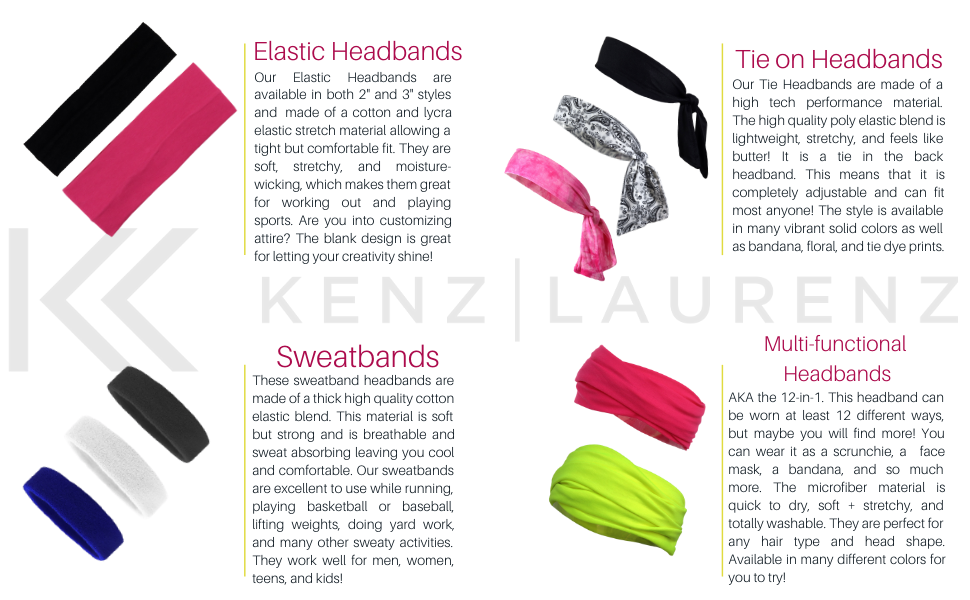 headbands headband sweatband elastic stretchy soft moisture wicking sports fashion fitness