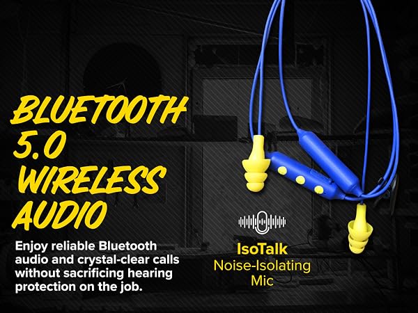 Bluetooth headphones earplugs DB reduction sweatproof Plugfones wireless Bluetooth earplug earbuds