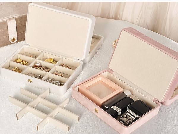 Jewelry Box for Women, 2 Layers Large Leather Jewelry Organizer Storage Case