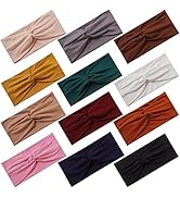 Panleding 12 Pcs Stretchy Headbands for Women, Absorbed Sport Headband Soft Twist Knotted Headban...