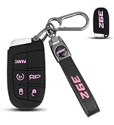 Mild East for Dodge Key Fob Cover with 392 Emblem Keychain, 5 Buttons Silicone Car Key Cover Comp...