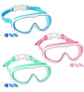 COOLOO Kids Swim Goggles 3 Packs, Swimming Goggles for Kids Girls Boys Age 3-15, Child Swim Goggl...