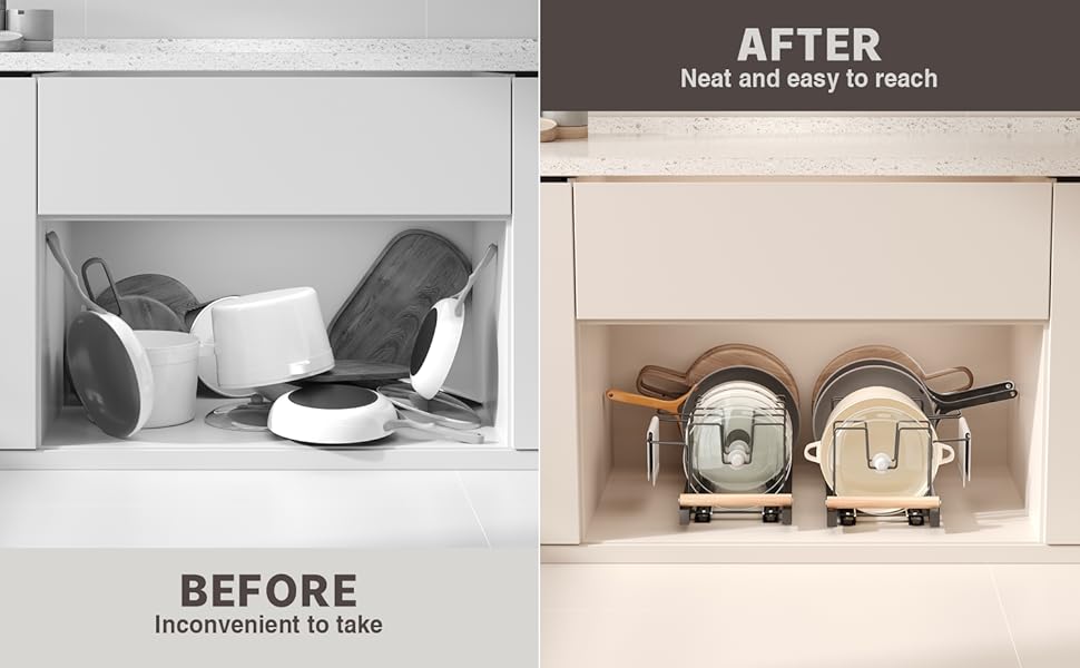 pot lid organizer for cabinet
