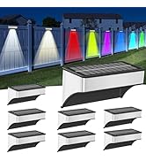Solar Fence Lights Outdoor 8 Pack, LED Step Lights with 9 Lighting Options, Stainless Steel & IP6...