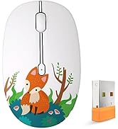 FMOUSE Fox Cute Wireless Mouse, Silent Dual Mode Bluetooth Mice for Laptop, iPad, Comupter, Table...