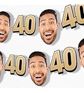 Big Dot of Happiness Custom 40th Birthday Face Cut Out Garland Banner, Personalized Adult Black &...