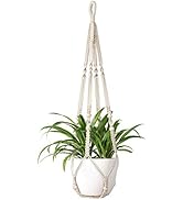 Mkono Macrame Plant Hanger Indoor Hanging Planter Basket with Wood Beads Decorative Flower Pot Ho...