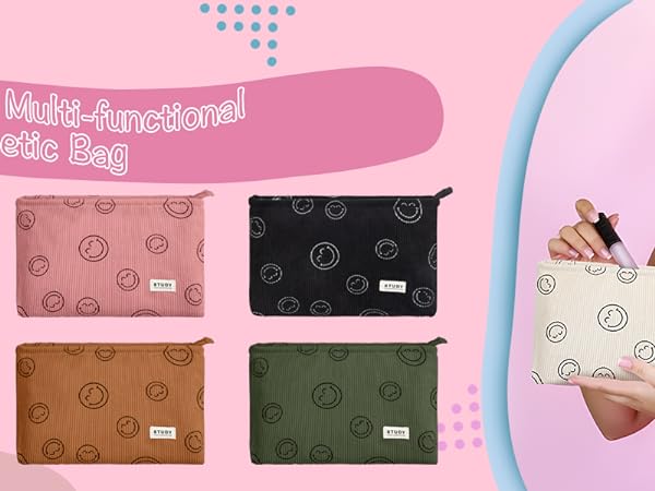 smiley face makeup bag