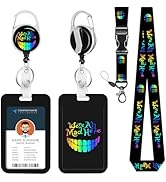 Lanyard ID Badge Holder Retractable Badge Reel We're All Mad Here Card Name Tag Breakaway Heavy D...