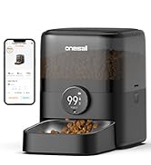 oneisall Automatic Cat Feeder, WiFi Rechargeable 100-Day Battery Operated Pet Feeder, 12 Cups/3L ...