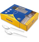 POSATE Heavy Duty Plastic Spoons, Clear Disposable, Pack of 60