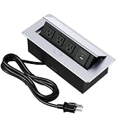 KYHSHJ Connection Box Desktop Pop Up Outlet with 3 * 15A Receptacle,2.1A 1 USB-A Ports &1 USB-C P...