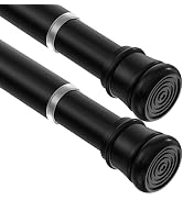 MEXAU 2pcs Black Spring Tension Rods 16-28 Inch, Adjustable Tension Curtain Rods Non-Rust, Curtai...