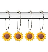 Sunflower Shower Curtain Hooks Rustproof Stainless Steel Decorative Shower Curtain Rings for Show...