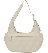 Small Puffer Crescent Shoulder Bag for Women, Nylon Quilted Puffy Crossbody Purse, Cute Hobo Shou...