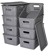 Plastic Storage Baskets with Lid-Plastic Storage Containers Stackable Storage bins: Storage Baske...