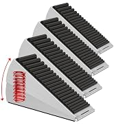 4 Pack Adjustable Spring Door Stoppers Heavy Duty, 3 Inches High Tall Large Metal Door Wedge Stop...
