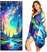 Lokigo Oversized Cotton Beach Towel 72"x32" Sand Free Quick Dry Absorbent Compact Towels Travel P...