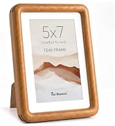 Fun Memories 5x7 Picture Frame, Solid Teak Wood Frame with Real Glass, 5 by 7 Rounded Corner Fram...