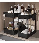 Sevenblue 2 Pack Under Sink Organizer, Under Bathroom Cabinet Organizer with Hooks Hanging Cup, M...