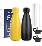 Insulated Water Bottle,2 Pack-9oz Stainless Steel Water Bottles with straw lid,Metal Sports Therm...