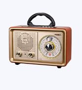 PRUNUS J-110 Radio Portable AM FM, Transistor Radio Plug in Wall or Battery Powered or Rechargeab...