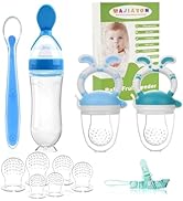 WAJIAYON Baby Fruit Feeder Pacifier - 5 Pack | 2 Baby Fruit Food Feeder Pacifier & 1 Baby Food Di...
