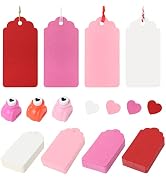 SallyFashion 200 PCS Color Gift Tags, Hanging Tags Labels with String, Heart Hole Punch for Gifts...