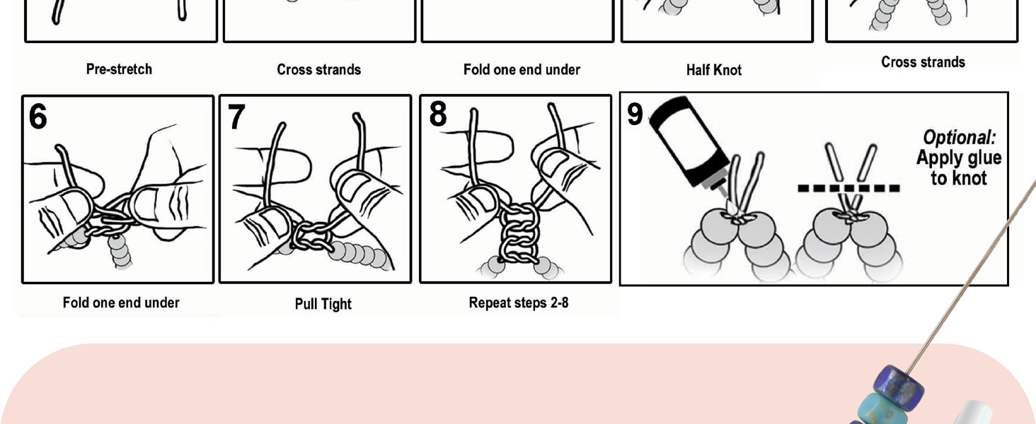 Instructions to make josephine knot or carrick bend using stretch magic cord.