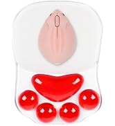 Mouse Pad with Wrist Support Cushion,Cat Paw Soft Silicone Wrist Rests Ergonomic Cute Mousepad De...