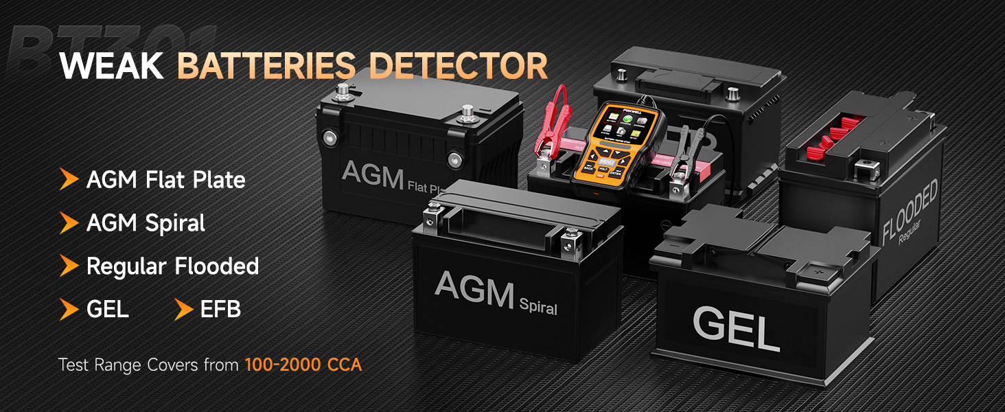 Accurately tests 12V flooded, AGM (flat & spiral), EFB, and GEL batteries