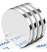 DIYMAG 4 Pack Strong Magnets with Double Sided Adhesive, 1.26" x 0.12" Round Permanent Powerful N...