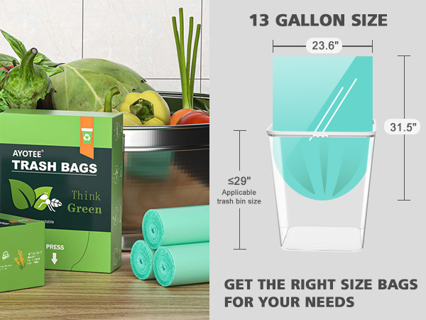 the size of 13 gallon trash bags